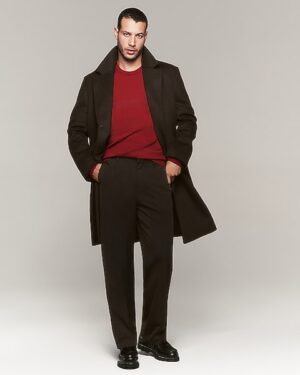 Relaxed Brown Stretch Suit Pant