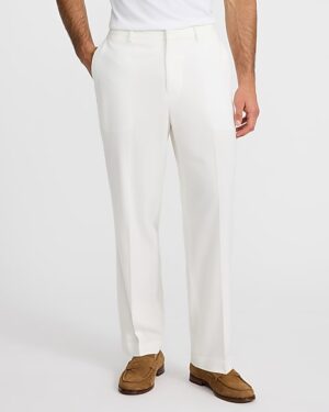 Relaxed White Stretch Suit Pant