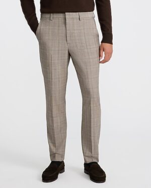 Extra Slim Plaid Wool-Blend Stretch Suit Pant