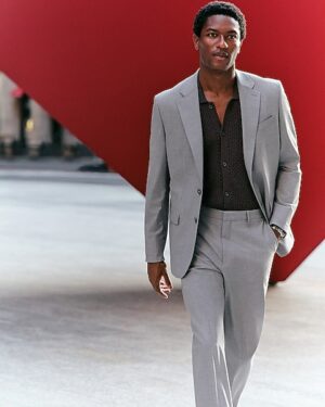 Relaxed Gray Stretch Suit Jacket