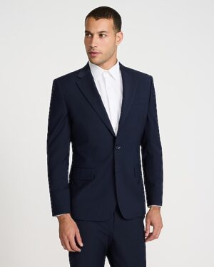 Slim Navy Wool-Blend Washable Modern Tech Suit Jacket