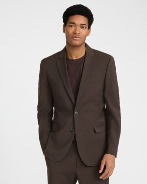 Extra Slim Brown Wool-Blend Washable Modern Tech Suit Jacket