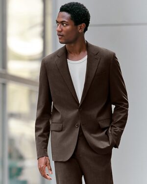 Relaxed Brown Stretch Suit Jacket