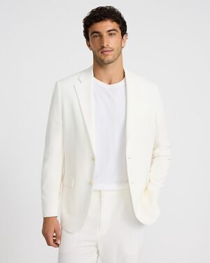 Relaxed White Stretch Suit Jacket