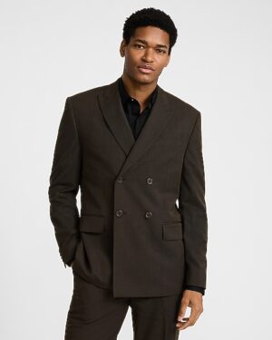 Relaxed Brown Double Breasted Blazer