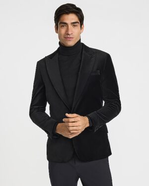 Slim Black Velvet Tuxedo Jacket