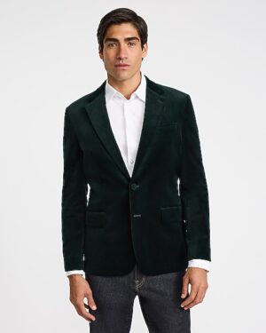 Slim Dark Green Velvet Tuxedo Jacket
