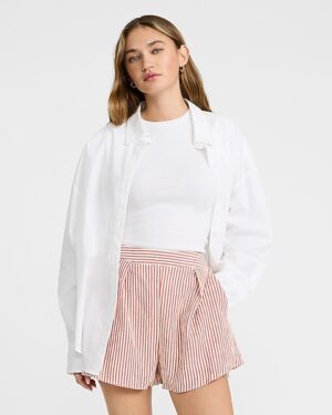 Striped Tailored Smocked Waist Shorts