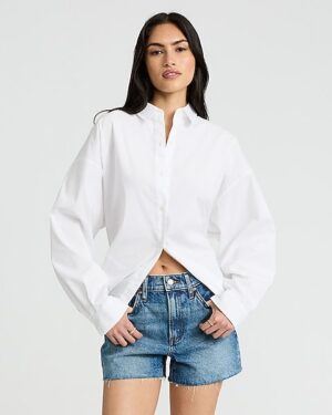 High Waisted Medium Wash 50/50 Rigid Stretch Mom Jean Shorts