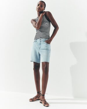 Mid Rise Light Wash Loose Jean Shorts