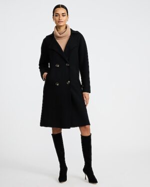 Double Breasted Belted Sweater Trench