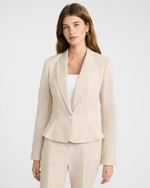 Mini Houndstooth Stretch One Button Peplum Blazer