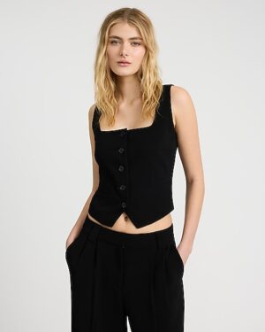 Signature Crepe Square Neck Blazer Vest