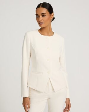 Signature Stretch Crew Neck Cutaway Blazer