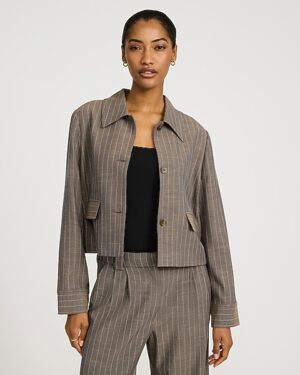 Pinstripe Collared Tailored Jacket