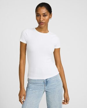 Essential Fitted Ribbed Crew Neck Short Sleeve Tee
