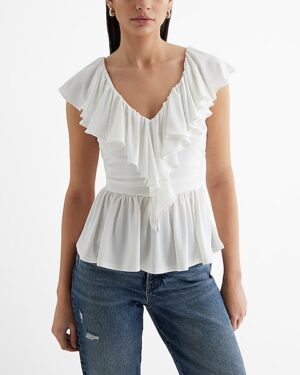 V-Neck Ruffle Peplum Top