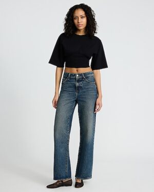 Crew Neck Short Sleeve Corset Tee