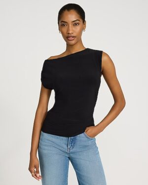Matte Jersey Draped Off The Shoulder Tee