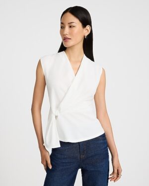 Crepe Sleeveless Wrap Tie Top