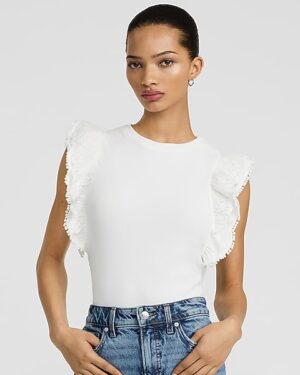 Crew Neck Flutter Sleeve Tee
