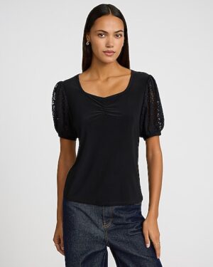 Sweetheart Lace Short Sleeve Tee