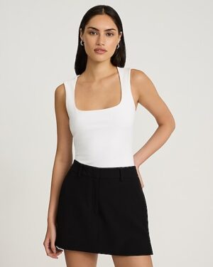 Body Contour Stretch Cotton Square Neck Tank