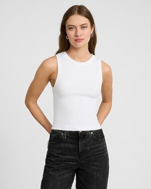 Body Contour Seamless Ribbed High Neck Tank