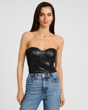 Body Contour Faux Leather Corset Cropped Tube Top