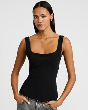Square Neck Cutout Bow Back Tank