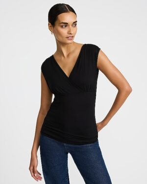 V-Neck Crossover Ruched Tank