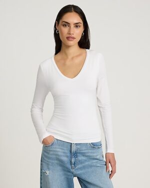 Supersoft Fitted Double Layer V-Neck Long Sleeve Tee