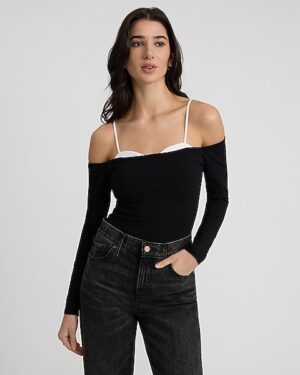 Body Contour Stretch Cotton Peekaboo Bra Bodysuit