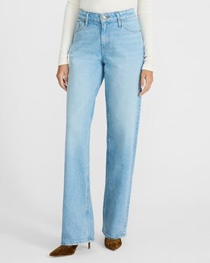 Low Rise Light Wash Relaxed Straight Jeans