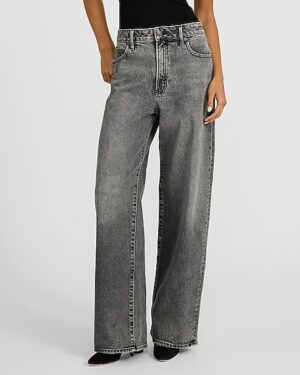 Low Slung Washed Black Baggy Jeans