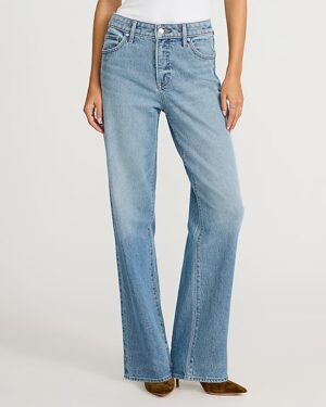 High Waisted Light Wash Relaxed Straight Jeans