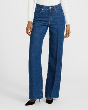 High Waisted Dark Wash Wide Leg Jeans