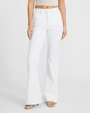 Mid Rise White '70s Flare Jeans
