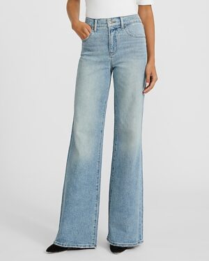 High Waisted Light Wash Relaxed Flare Jeans