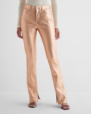 Mid Rise Metallic Coated Skyscraper Jeans