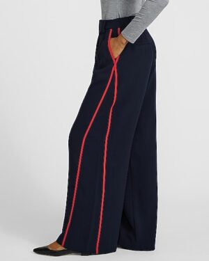 Signature Crepe Side Stripe High Waisted Relaxed Trouser