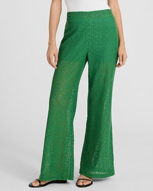 High Waisted Tile Lace Wide Leg Pant