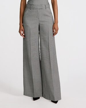 Editor Mid Rise Houndstooth Wide Leg Pant