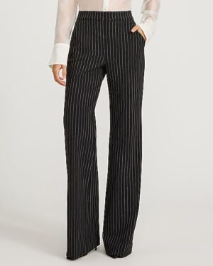Editor Studio Stretch Twill Pinstripe High Waisted Flare Trouser