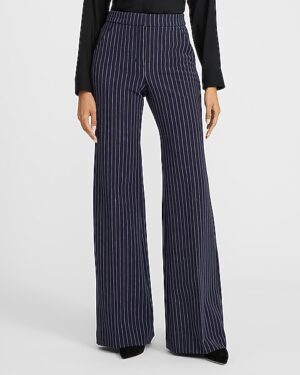 Editor Studio Stretch Twill High Waisted Pinstripe Flare Trouser
