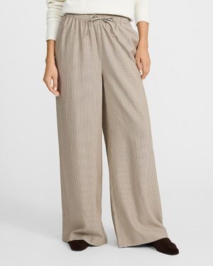 Striped High Waisted Drawstring Pants