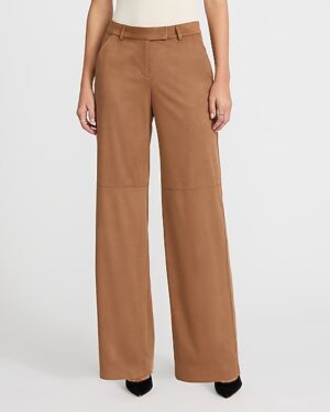 Editor Faux Suede Mid Rise Trouser Pant