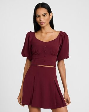 High Waisted Pleated Mini Skirt