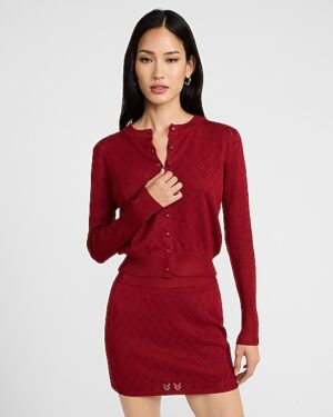 Pointelle High Waisted Sweater Mini Skirt
