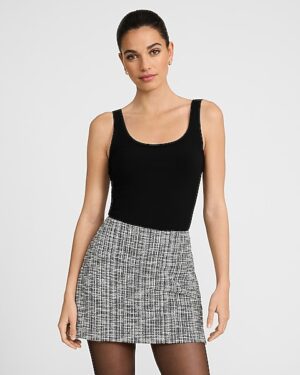 Editor Super High Waisted Tweed Mini Skort